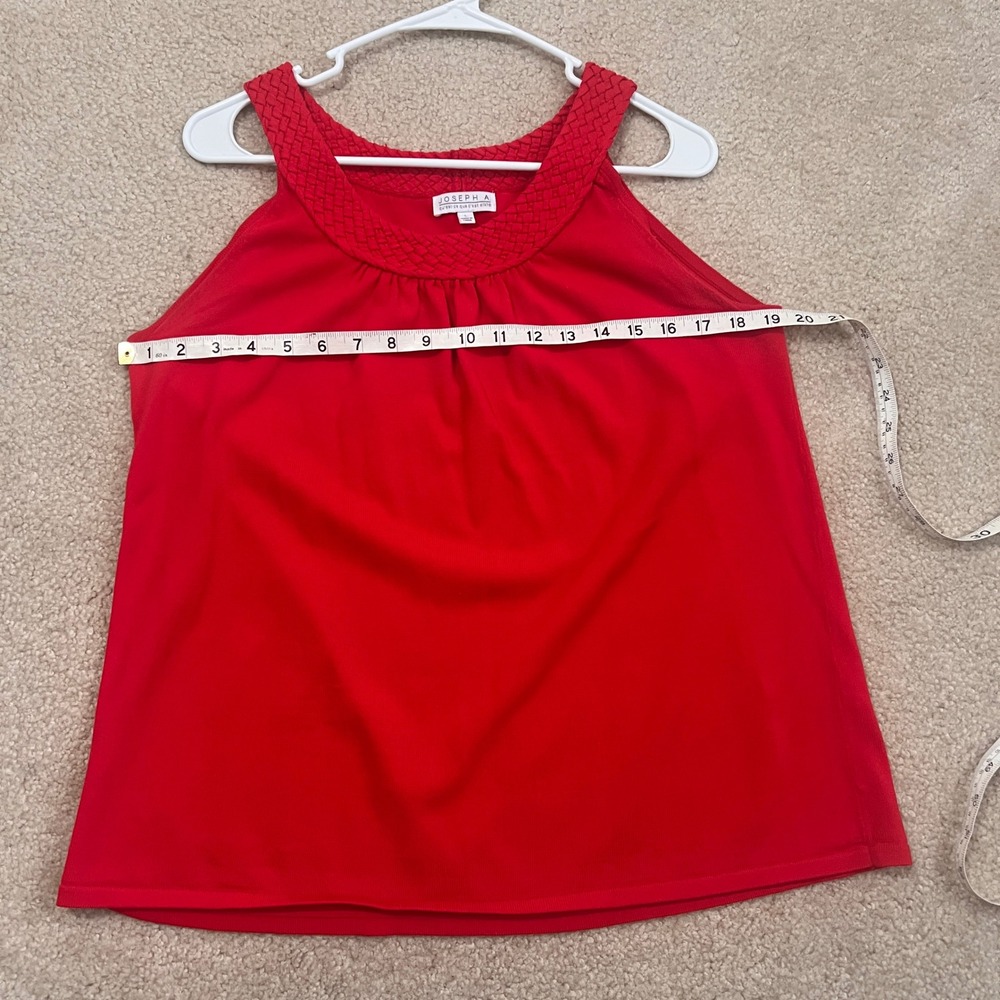 JOSEPH A. Red Sleeveless Knit Top Women's Size L Braided Neckline Casual - Picture 6 of 8